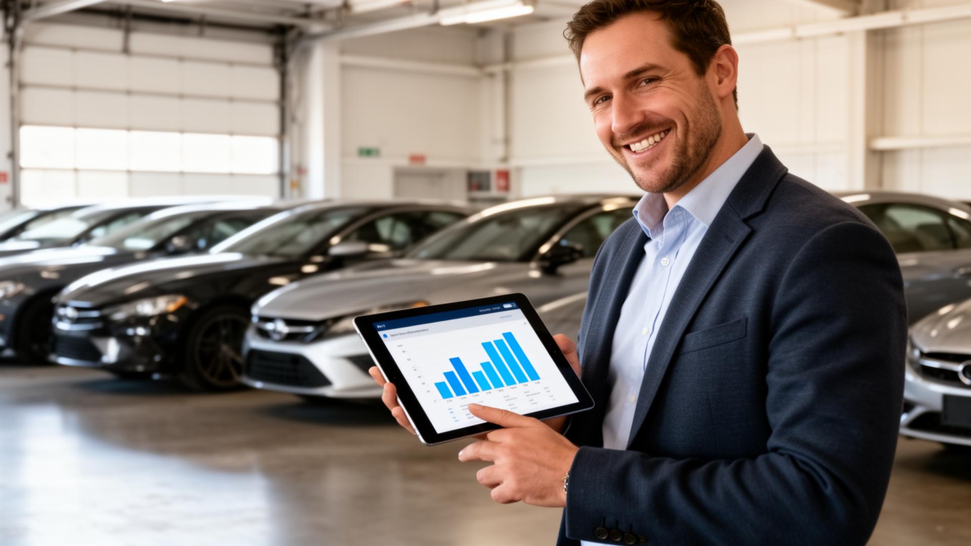Fleet-eigenaar bekijkt analytics op een tablet